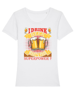 I Drink Beer What's Your Superpower Tricou mânecă scurtă guler larg fitted Damă Expresser