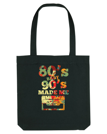80s Baby 90s Made Me Cassette Retro Black