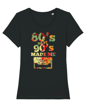 80s Baby 90s Made Me Cassette Retro Black