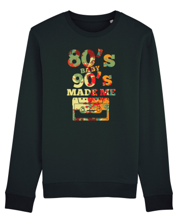 80s Baby 90s Made Me Cassette Retro Black