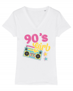 90s Party Girl Party Vintage Tricou mânecă scurtă guler V Damă Evoker