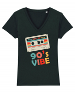 90s Vibe Cassette Tape Tricou mânecă scurtă guler V Damă Evoker