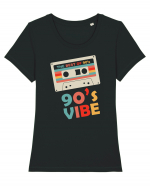 90s Vibe Cassette Tape Tricou mânecă scurtă guler larg fitted Damă Expresser