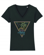 Aloha 80s Style Vintage Tricou mânecă scurtă guler V Damă Evoker