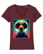 cute dog dj Tricou mânecă scurtă guler V Damă Evoker