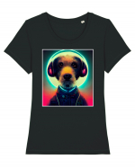 cute dog dj Tricou mânecă scurtă guler larg fitted Damă Expresser