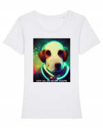 dogs lover Tricou mânecă scurtă guler larg fitted Damă Expresser