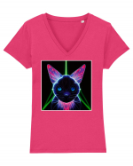 neon cat Tricou mânecă scurtă guler V Damă Evoker