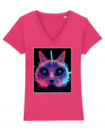 electro cat Tricou mânecă scurtă guler V Damă Evoker