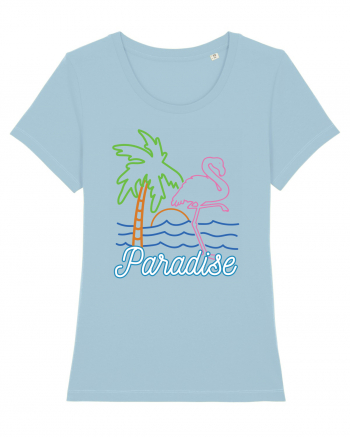 Flamingo Paradise Vintage 80s Sky Blue