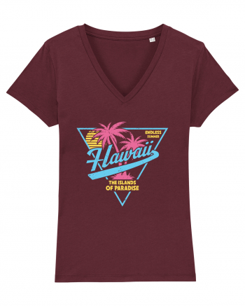 Hawaii 80s Retro Style Burgundy