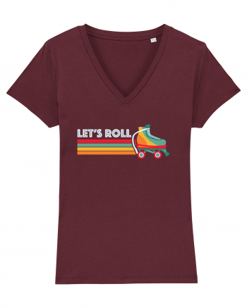 Let's Roll Skating Skater Vintage 70s 80s Burgundy