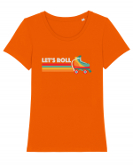 Let's Roll Skating Skater Vintage 70s 80s Tricou mânecă scurtă guler larg fitted Damă Expresser