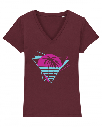 Palm Tree Retro 80s Burgundy