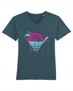 Palm Tree Retro 80s Tricou mânecă scurtă guler V Bărbat Presenter