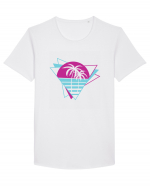 Palm Tree Retro 80s Tricou mânecă scurtă guler larg Bărbat Skater