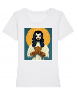 jesus cu pisici Tricou mânecă scurtă guler larg fitted Damă Expresser