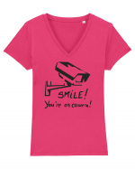 Smile! Tricou mânecă scurtă guler V Damă Evoker