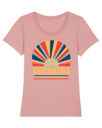 Retro 70s Style Hippie Sunshine Tricou mânecă scurtă guler larg fitted Damă Expresser