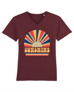 Retro 70s Style Hippie Sunshine Tricou mânecă scurtă guler V Bărbat Presenter