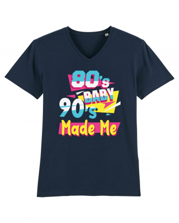 Retro 80s Baby 90s Made Me French Navy