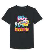 Retro 80s Baby 90s Made Me Tricou mânecă scurtă guler larg Bărbat Skater