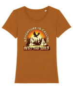Adventure is calling into the wild Tricou mânecă scurtă guler larg fitted Damă Expresser