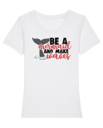 Be A Mermaid And Make Waves Tricou mânecă scurtă guler larg fitted Damă Expresser