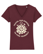Travel far enough to find yourself Tricou mânecă scurtă guler V Damă Evoker