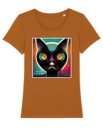 cat fish mode Tricou mânecă scurtă guler larg fitted Damă Expresser