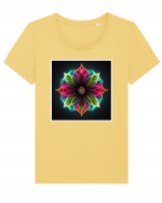 flower mandala  Tricou mânecă scurtă guler larg fitted Damă Expresser