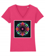 mandala light flower Tricou mânecă scurtă guler V Damă Evoker