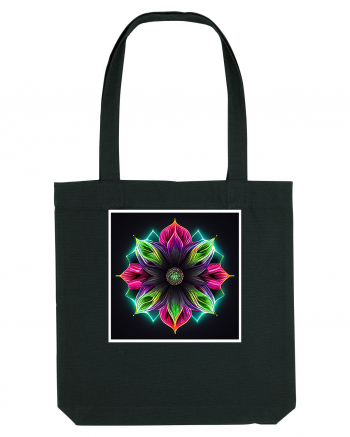 mandala neon light flower Black