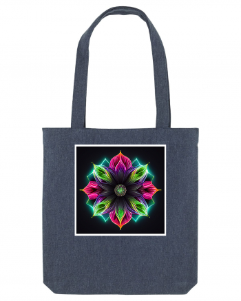 mandala neon light flower Midnight Blue