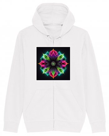 mandala neon light flower White