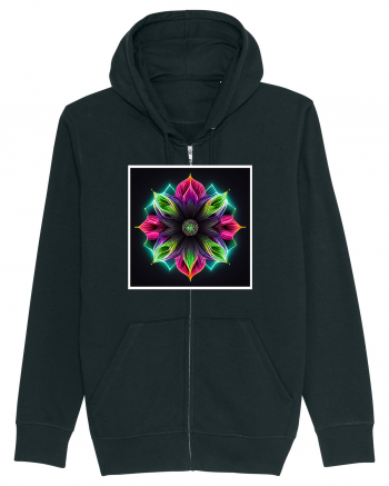 mandala neon light flower Black