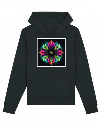 mandala neon light flower Black