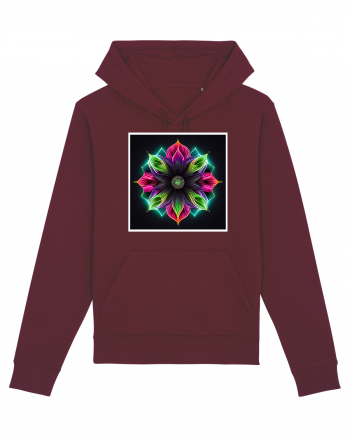 mandala neon light flower Burgundy