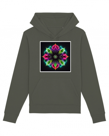 mandala neon light flower Khaki