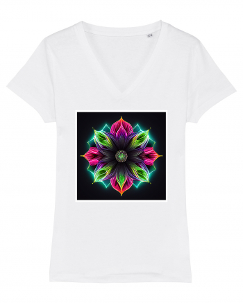 mandala neon light flower White