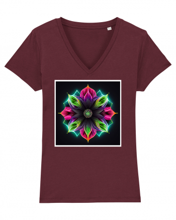 mandala neon light flower Burgundy