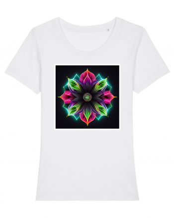 mandala neon light flower White