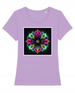 mandala neon light flower Tricou mânecă scurtă guler larg fitted Damă Expresser