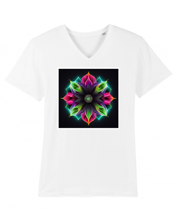 mandala neon light flower White