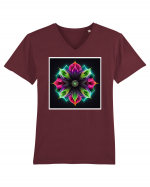 mandala neon light flower Tricou mânecă scurtă guler V Bărbat Presenter