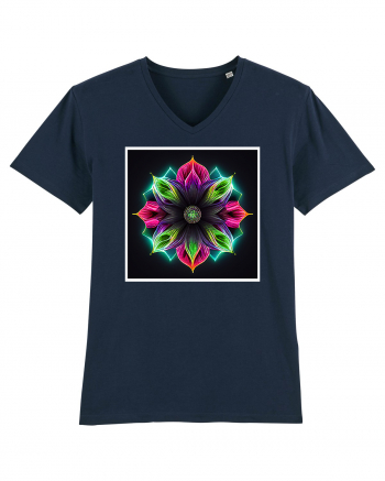 mandala neon light flower French Navy