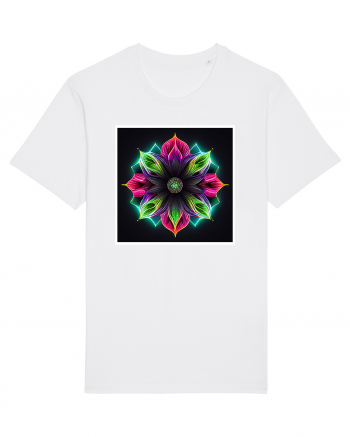 mandala neon light flower White