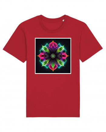 mandala neon light flower Red