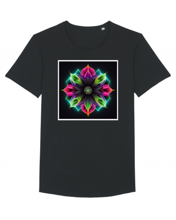 mandala neon light flower Black