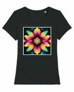 mandala beautiful flower Tricou mânecă scurtă guler larg fitted Damă Expresser